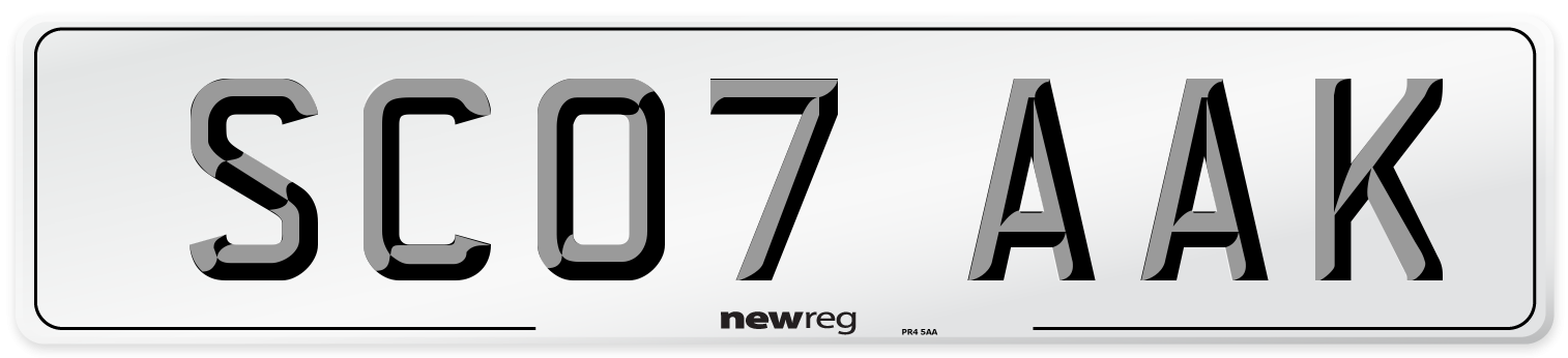 SC07 AAK Number Plate from New Reg